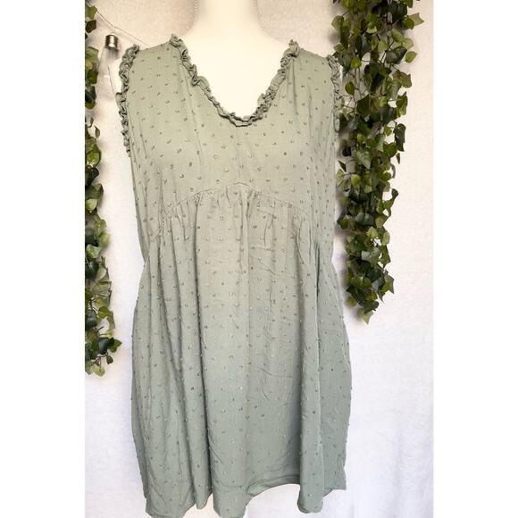 Staccato Dresses & Skirts - Staccato Sage Green Rayon Lined Mini Babydoll Dress with Pockets Women's Large